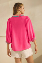 Load image into Gallery viewer, Plus Embroidered Collared And Cuffed Blouse: Sky Blue / Plus Size / 3XL

