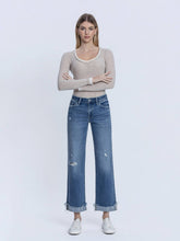 Load image into Gallery viewer, MID RISE MEDIUM DARK WASH CUFFED SLIM WIDE JEANS T7245: CHARMING / 30
