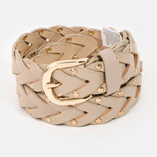 Load image into Gallery viewer, Faux Leather Braided Design Fashion Belt: IVORY
