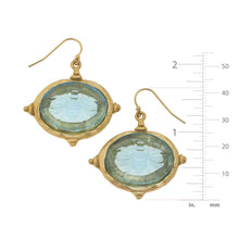 Load image into Gallery viewer, Aqua Venetian Glass Bee Intaglio Earrings
