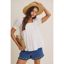 Load image into Gallery viewer, WILD FLOWER WASHED DENIM EMBROIDERY SHORTS WITH POCKETS
