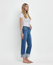 Load image into Gallery viewer, HIGH RISE CUFFED STRAIGHT JEANS-Vervet
