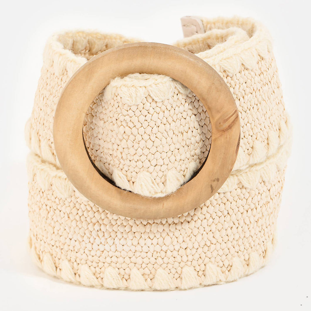 Wooden Round Buckle Braided Fashion Belt: IV