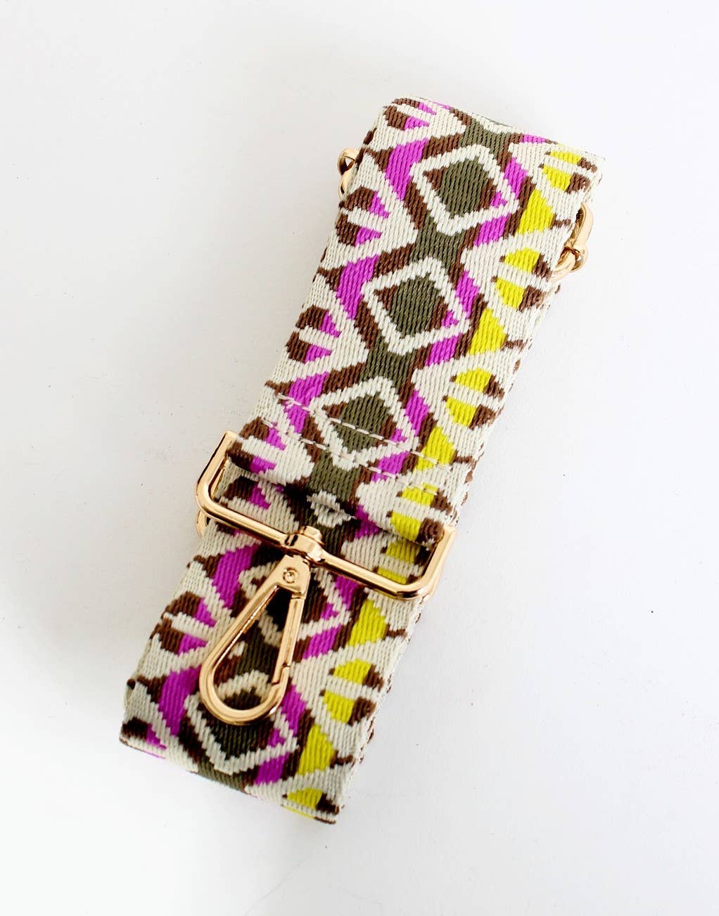 Bohemian Adjustable Guitar Strap: Coffee Fuchsia