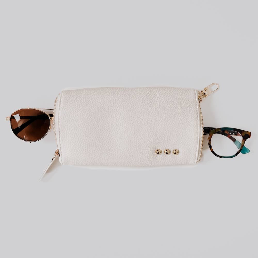 Skyla 2-in-1 Glasses Case Holder: Cream