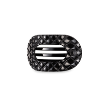Load image into Gallery viewer, Flat Round Hair Clip | Small | Jet Black Quilted
