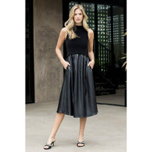 Load image into Gallery viewer, Sleeveless Mixed Media Maxi Dress: BLACK
