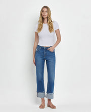 Load image into Gallery viewer, HIGH RISE CUFFED STRAIGHT JEANS-Vervet
