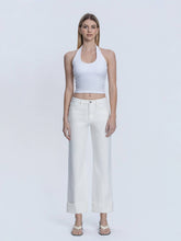 Load image into Gallery viewer, HIGH RISE OPTIC WHITE CUFFED SLIM WIDE JEANS-Vervett
