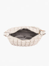 Load image into Gallery viewer, Jacqueline Puffer Shoulder Bag w/ Macrame Strap: Black
