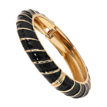 Load image into Gallery viewer, Enamel Spiral Hinged Bangle Bracelet
: Black
