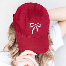 Load image into Gallery viewer, Bow Embroidered Cap: Hot Pink/White
