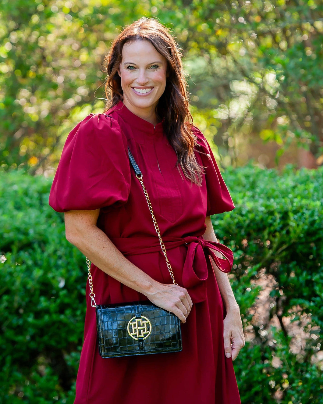 /Cecilia Circle Logo Handbag Black Patent