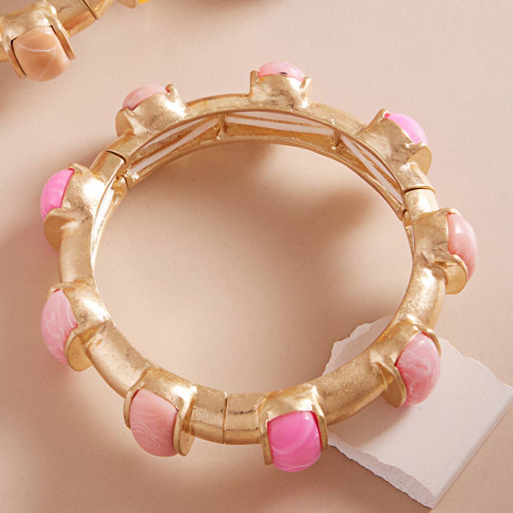 Bold Stone Pointed Stretch Bangle Bracelet
: Pink