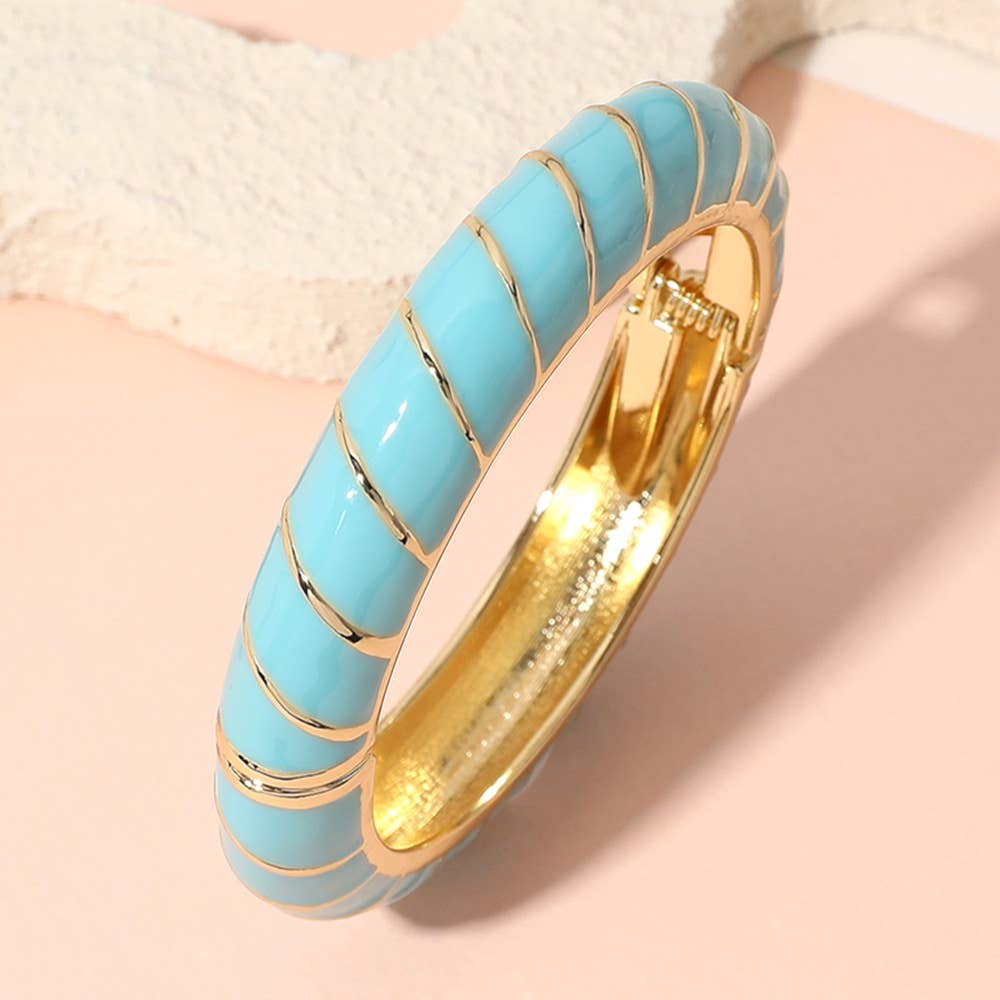 Enamel Spiral Hinged Bangle Bracelet
: Blue