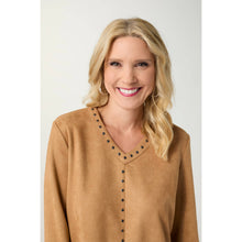 Load image into Gallery viewer, Kiley V-Neck Faux Suede Dress: Camel / S/M
