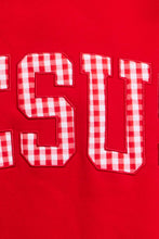 Load image into Gallery viewer, IT2594E-JESUSWT | Gingham Applique Mock-Neck Sweatshirt: Red / S/M-L/XL (3-3)
