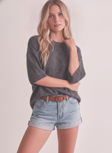 Load image into Gallery viewer, IT-10181-ROUND NECK 1/2 SLEEVE SWEATER TOP: Cream / M

