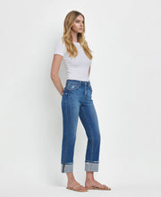 Load image into Gallery viewer, HIGH RISE CUFFED STRAIGHT JEANS-Vervet
