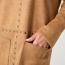 Load image into Gallery viewer, Kiley V-Neck Faux Suede Dress: Camel / S/M
