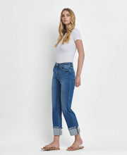 Load image into Gallery viewer, HIGH RISE CUFFED STRAIGHT JEANS-Vervet
