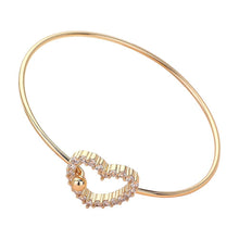 Load image into Gallery viewer, CZ Stone Paved Open Heart Accented Bangle Bracelet
: Gold
