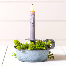 Load image into Gallery viewer, Tapered Pan Candle Holder in Weathered Zinc
