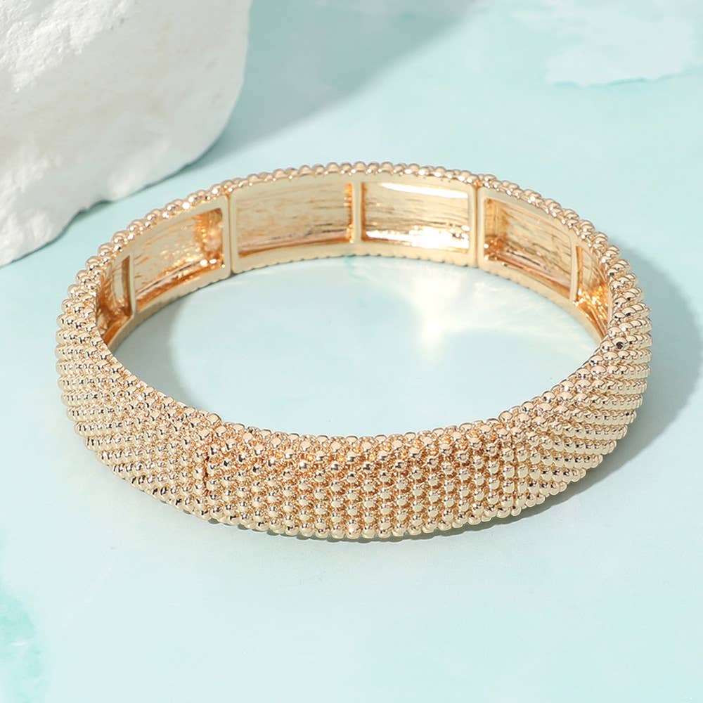 Mesh Metal Stretch Bracelet: Yellow Gold