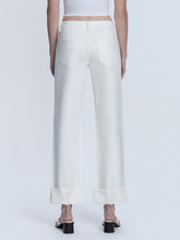 Load image into Gallery viewer, HIGH RISE OPTIC WHITE CUFFED SLIM WIDE JEANS-Vervett

