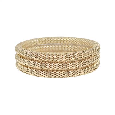 Set of 3 Gold Stretched Metal Chain Stretch Bracelets