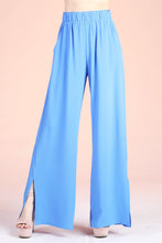 Load image into Gallery viewer, Textured Solid Side Slit Wide Leg Pants
