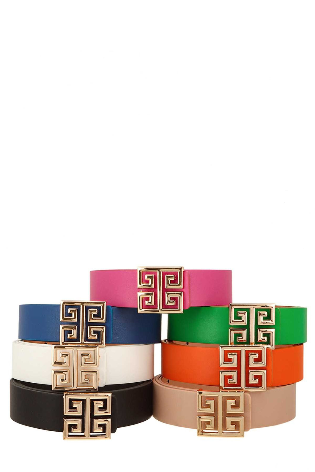 Modern Greek Key Pave Buckle Belt