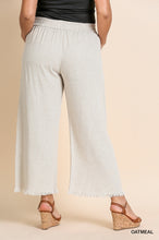 Load image into Gallery viewer, Wide Leg Pant with Elastic Waist, Pockets, and Frayed Hem
