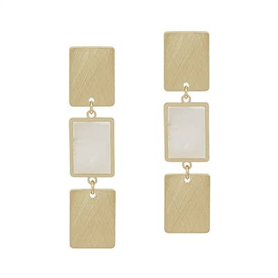Matte Gold and Pearlized Three Drop Rectangle 2