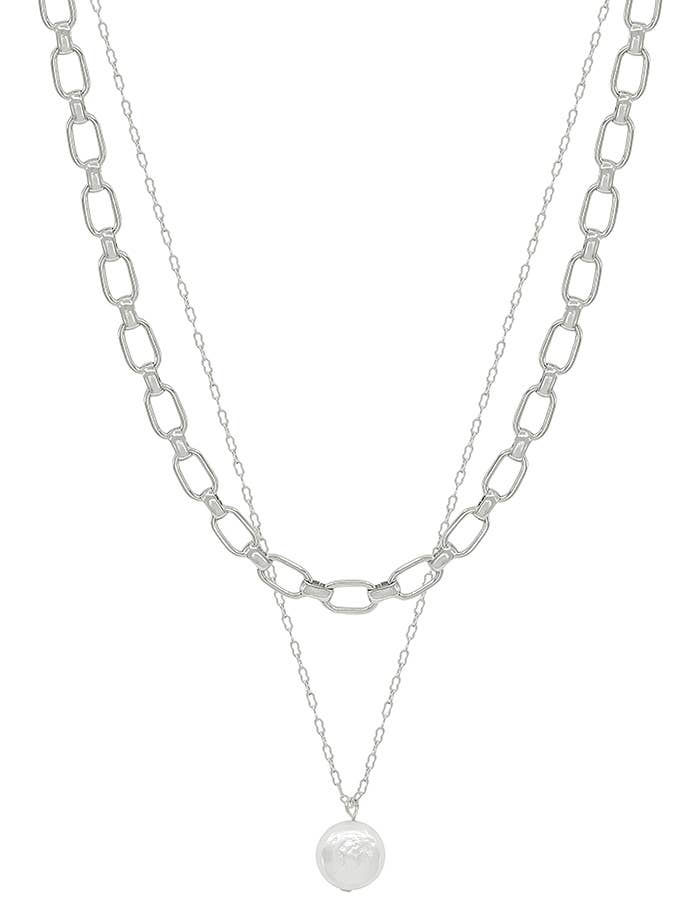 Silver Chain with Freshwater Pearl Charm 16