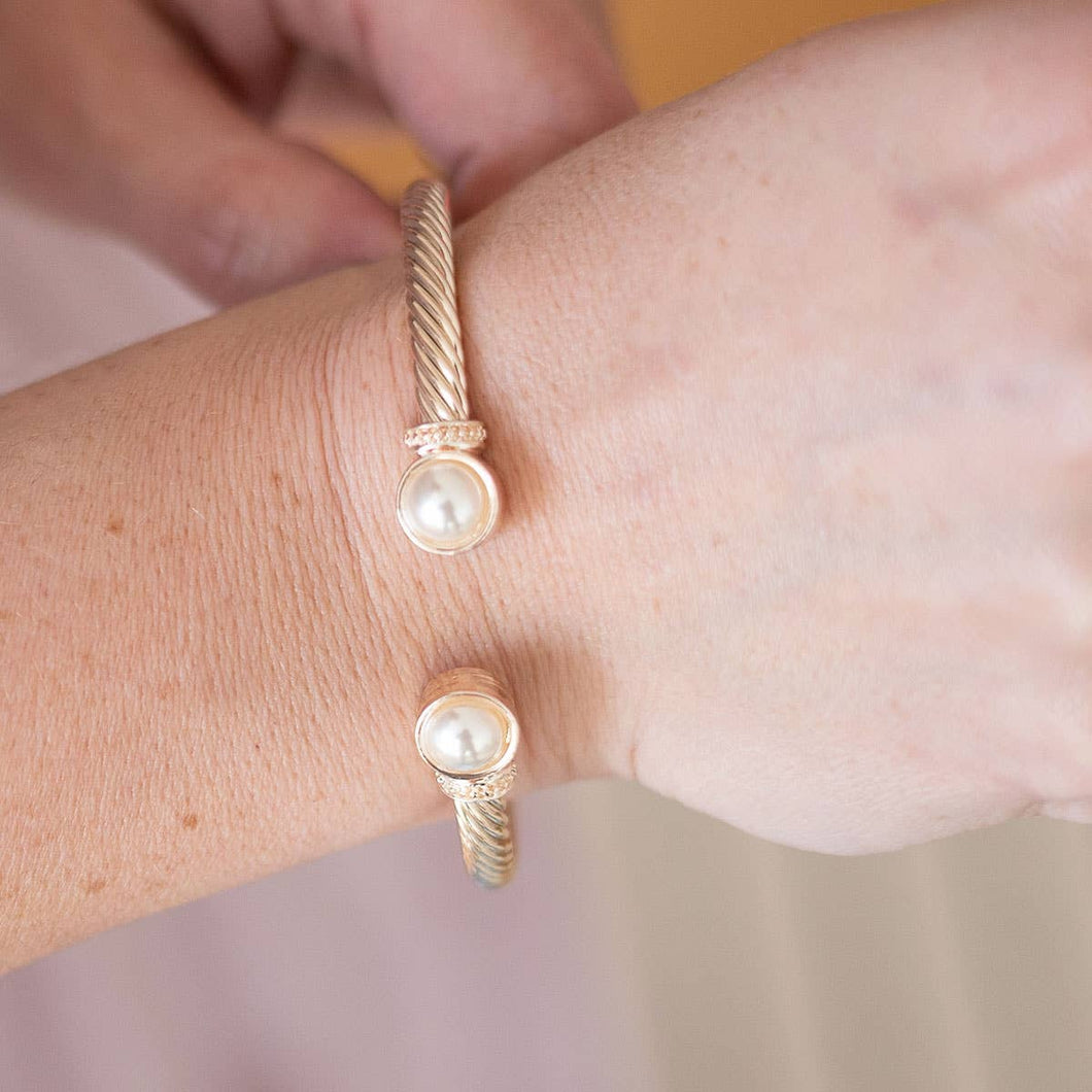 Pearl Cable Cuff Bracelet