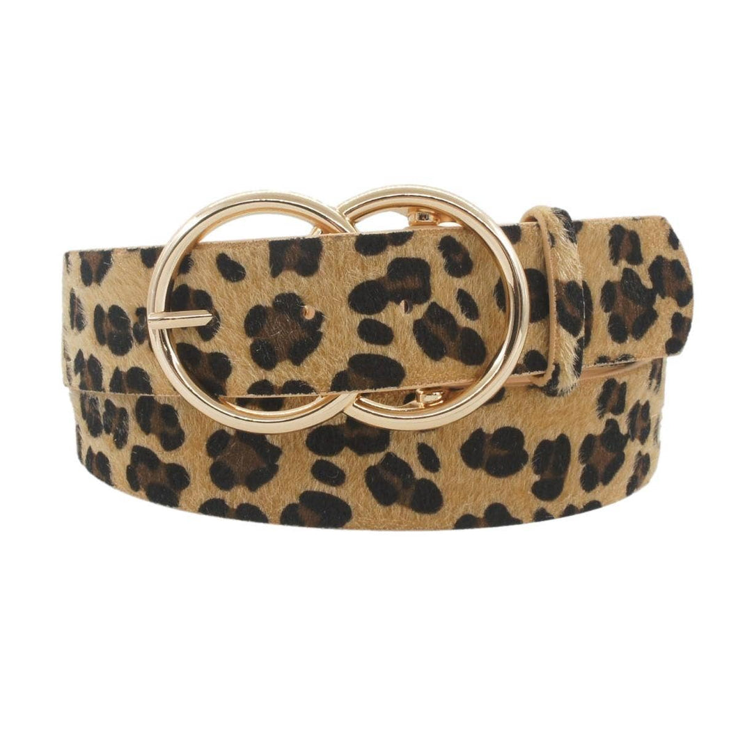 Thick Double Ring Belt: CAMEL LEOPARD