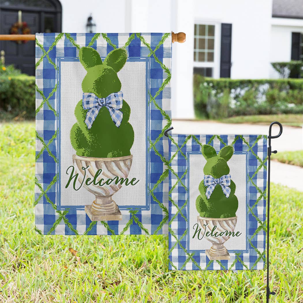 Flags - Easter Topiary Bunny: Double Sided / House
