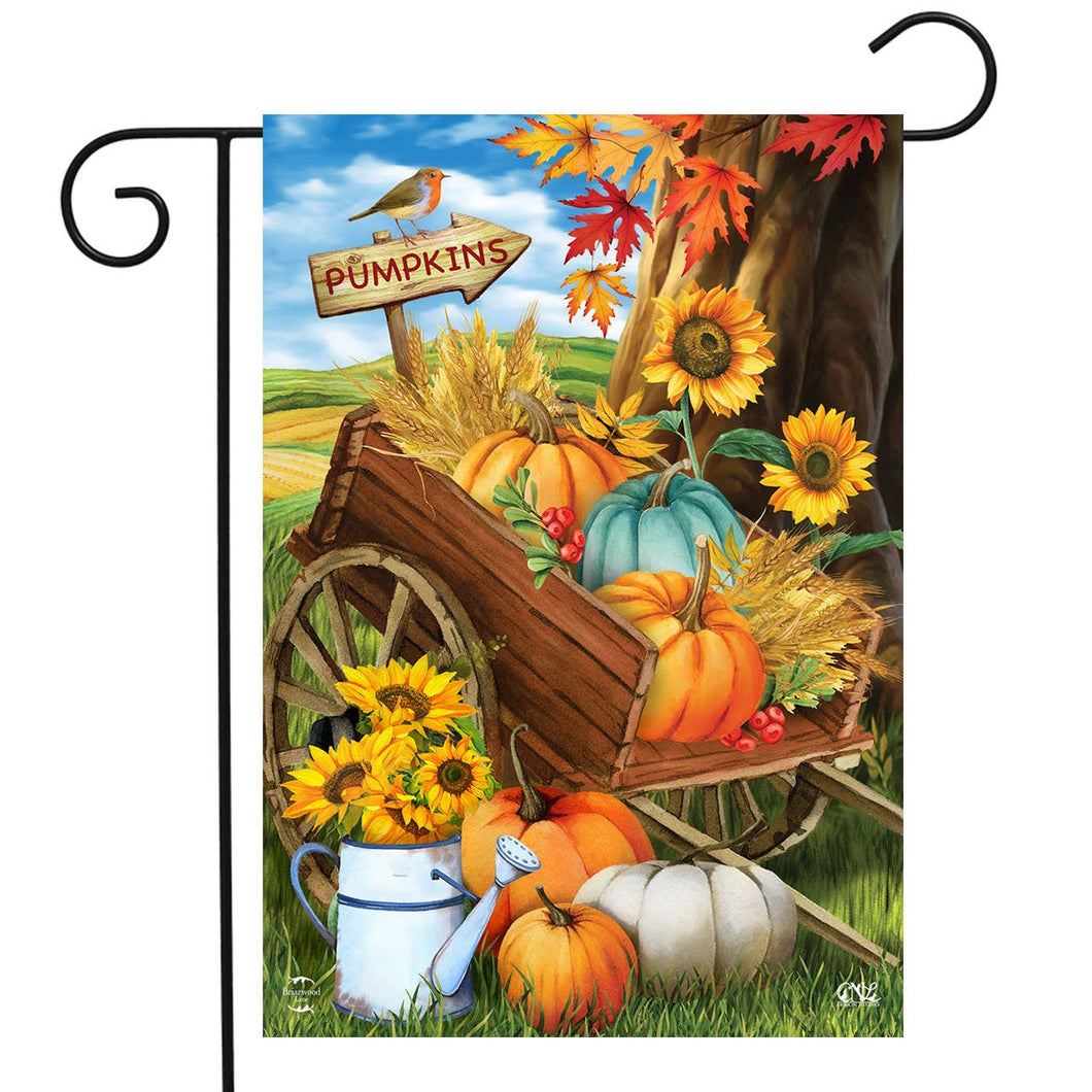 /Pumpkin Cart Garden Flag