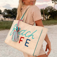 Load image into Gallery viewer, Beach Life Tote Beach Bag: OS / Beige Canvas
