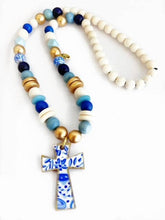 Load image into Gallery viewer, Cross Necklaces: Blue and White
