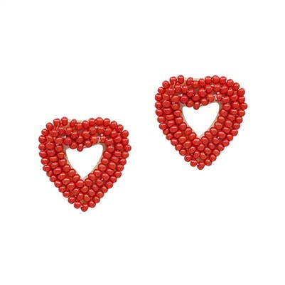 Red Seed Bead Heart .5