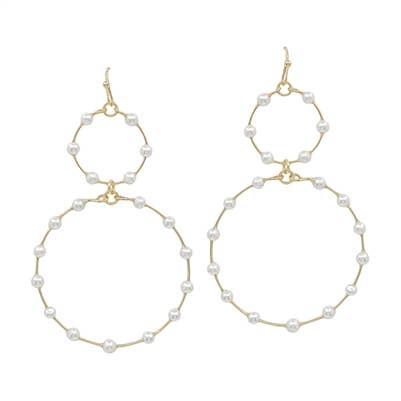 Gold Double Circle with Pearl Beaded Accents 2