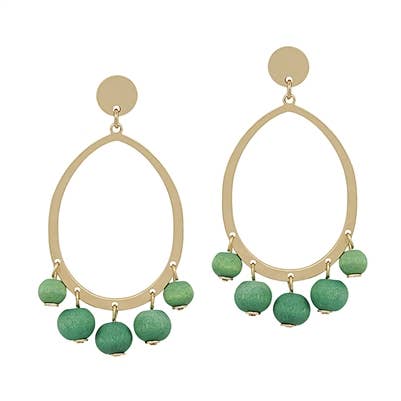 Open Gold Circle with Green Wood Beaded Accents 2